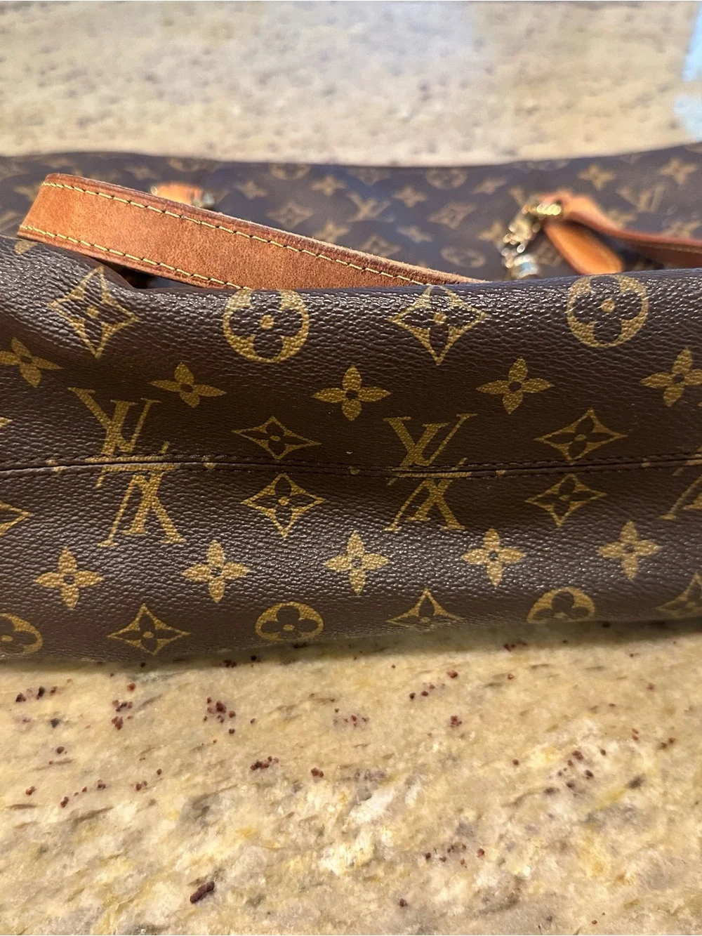 Louis Vuitton Monogram Canvas Tote with Tan Straps